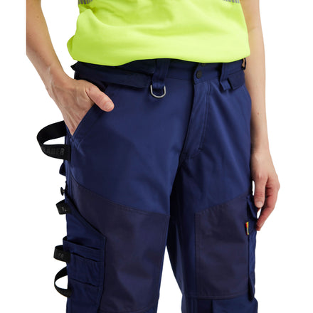 Blaklader 7114 Womens Hi Vis Softshell Trousers Navy Blue Hi Vis Yellow Feature 4