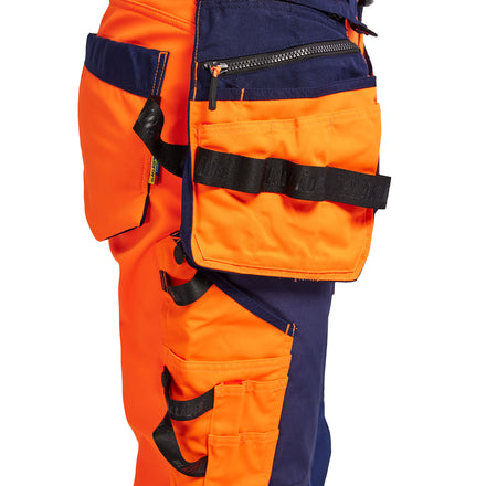 Blaklader 7118 Womens Hi Vis Softshell Trousers Hi Vis Orange Navy Blue Feature 2