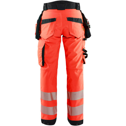 Blaklader 7118 Womens Hi Vis Softshell Trousers Hi Vis Red Black Back