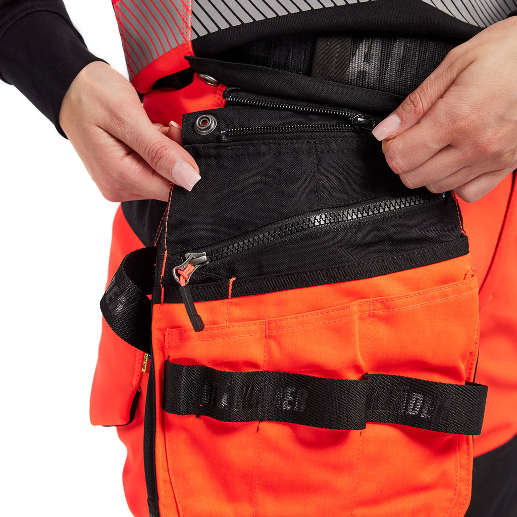 Blaklader 7118 Womens Hi Vis Softshell Trousers Hi Vis Red Black Feature 1