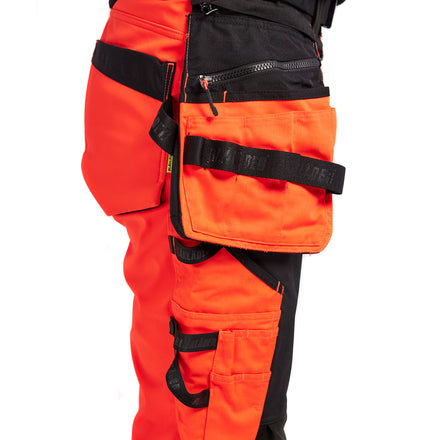 Blaklader 7118 Womens Hi Vis Softshell Trousers Hi Vis Red Black Feature 2