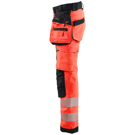 Blaklader 7118 Womens Hi Vis Softshell Trousers Hi Vis Red Black Left