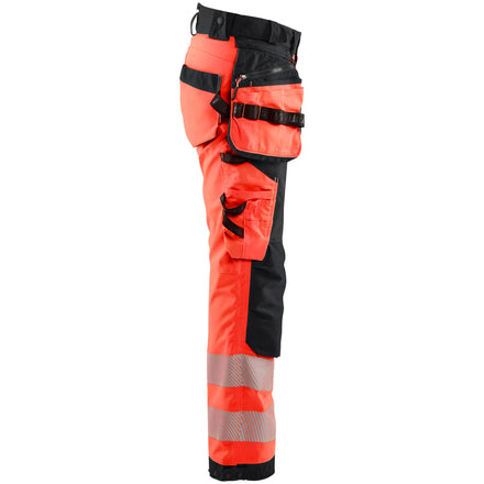 Blaklader 7118 Womens Hi Vis Softshell Trousers Hi Vis Red Black Right