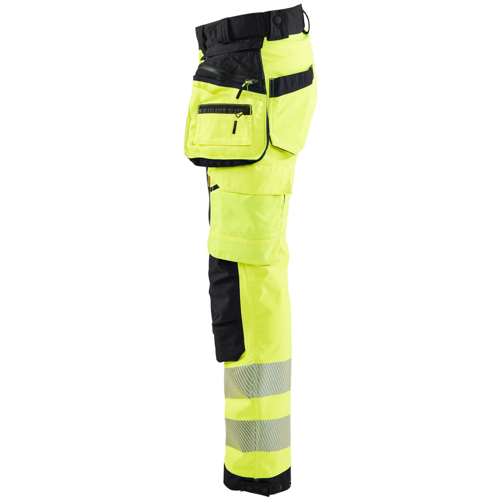 Blaklader 7118 Womens Hi Vis Softshell Trousers Hi Vis Yellow Black Left
