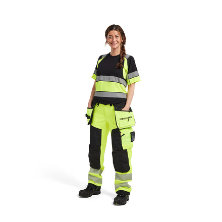 Blaklader 7118 Womens Hi Vis Softshell Trousers Hi Vis Yellow Black Model