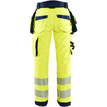 Blaklader 7118 Womens Hi Vis Softshell Trousers Hi Vis Yellow Navy Blue Back