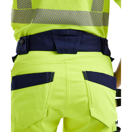 Blaklader 7118 Womens Hi Vis Softshell Trousers Hi Vis Yellow Navy Blue Feature 3