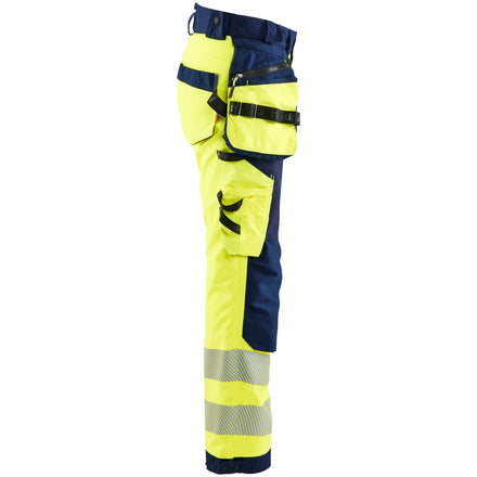 Blaklader 7118 Womens Hi Vis Softshell Trousers Hi Vis Yellow Navy Blue Right