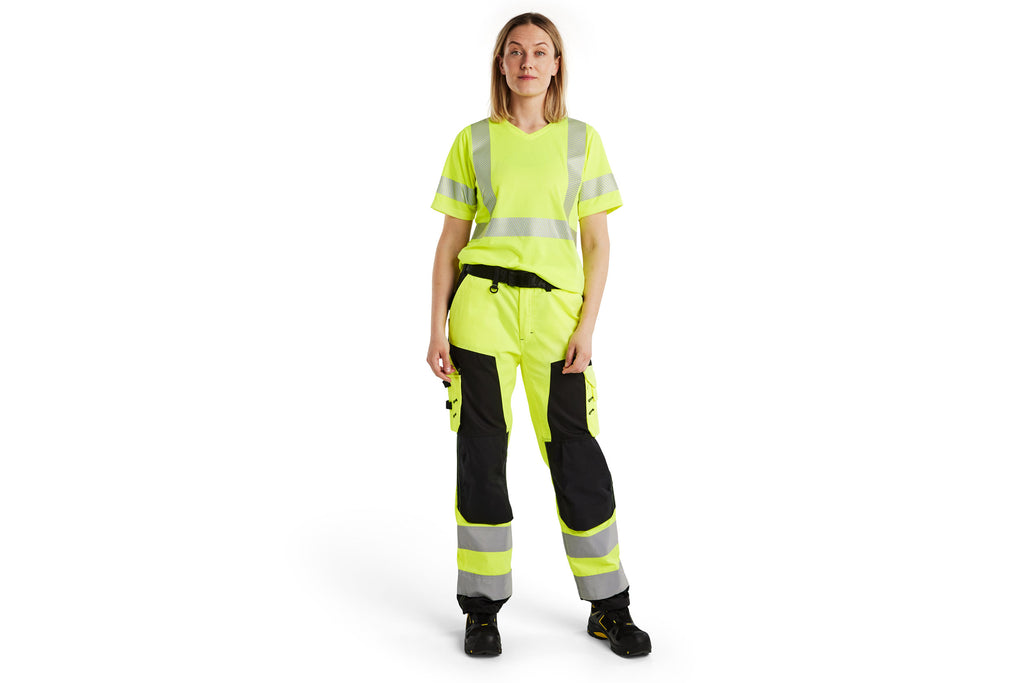 Blaklader 7155 Hi-Vis Yellow/Navy Blue Women's Trousers Without Nail Pockets