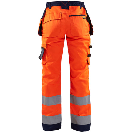 Blaklader 7156 Womens Hi Vis Trousers Hi Vis Orange Navy Blue Back