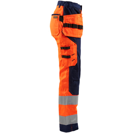 Blaklader 7156 Womens Hi Vis Trousers Hi Vis Orange Navy Blue Right