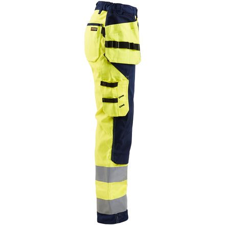 Blaklader 7156 Womens Hi Vis Trousers Hi Vis Yellow Navy Blue Right