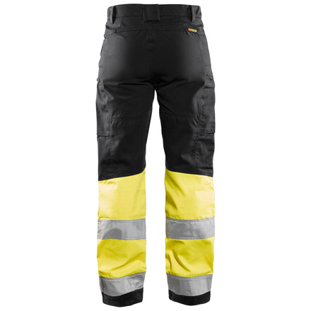 Blaklader 7161 Womens Hi Vis Trousers With Stretch Black Hi Vis Yellow Back