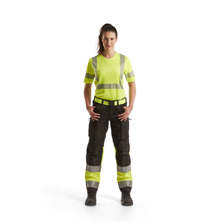 Blaklader 7161 Womens Hi Vis Trousers With Stretch Black Hi Vis Yellow Model