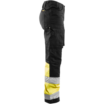 Blaklader 7161 Womens Hi Vis Trousers With Stretch Black Hi Vis Yellow Right