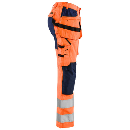 Blaklader 7163 Womens Hi Vis Trousers With Stretch Hi Vis Orange Navy Blue Right
