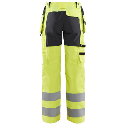 Blaklader 7163 Womens Hi Vis Trousers With Stretch Hi Vis Yellow Black Back