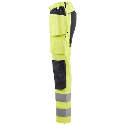 Blaklader 7163 Womens Hi Vis Trousers With Stretch Hi Vis Yellow Black Left