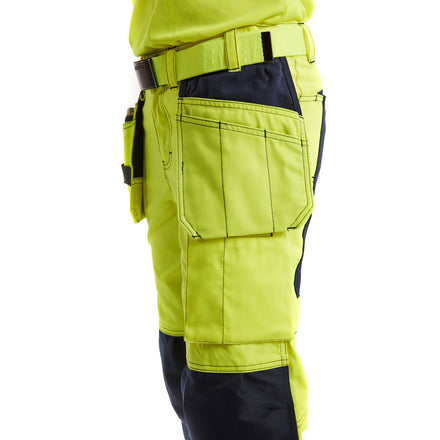 Blaklader 7163 Womens Hi Vis Trousers With Stretch Hi Vis Yellow Navy Blue Feature 2