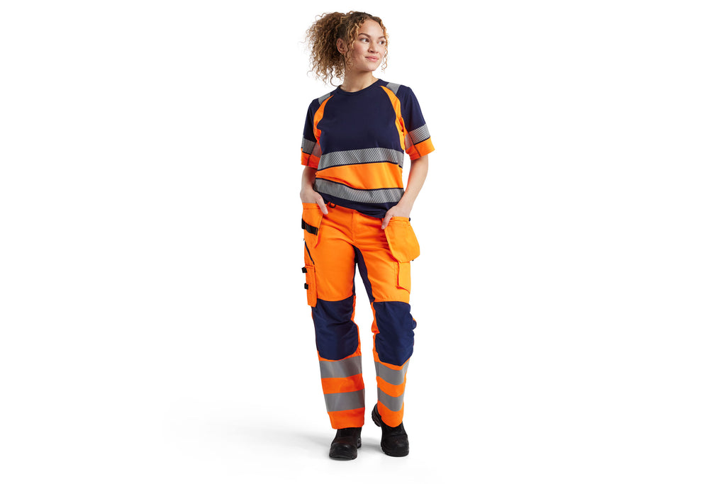 Blaklader 7163 Women's Hi-Vis Trousers With Stretch With Holster Pockets