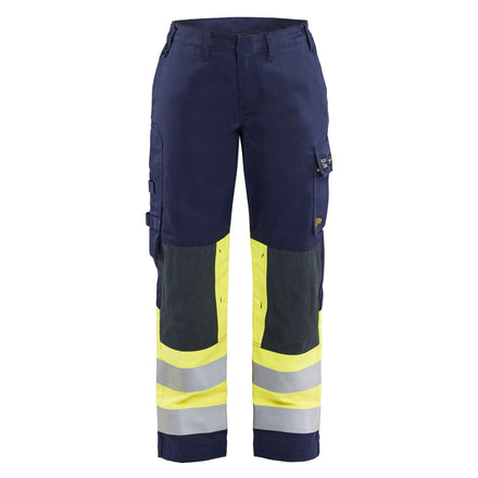 Blaklader 7181 Womens Multinorm Trousers Navy Blue Hi Vis Yellow Main
