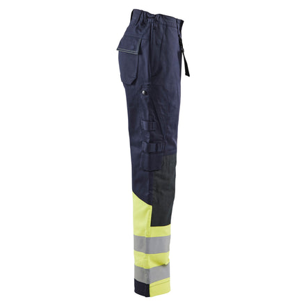 Blaklader 7181 Womens Multinorm Trousers Navy Blue Hi Vis Yellow Right