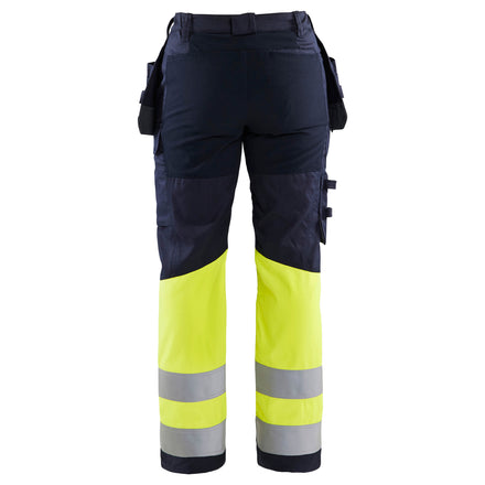 Blaklader 7185 Womens Multinorm Inherent Trousers With Stretch Navy Blue Hi Vis Yellow Back