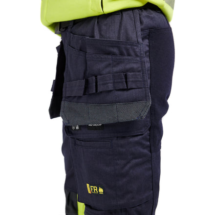 Blaklader 7185 Womens Multinorm Inherent Trousers With Stretch Navy Blue Hi Vis Yellow Feature 2