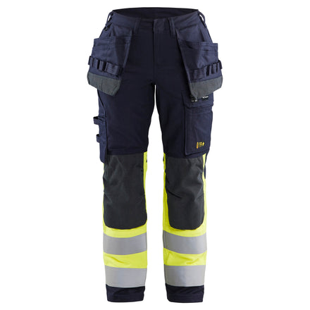 Blaklader 7185 Womens Multinorm Inherent Trousers With Stretch Navy Blue Hi Vis Yellow Main