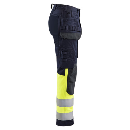 Blaklader 7185 Womens Multinorm Inherent Trousers With Stretch Navy Blue Hi Vis Yellow Right