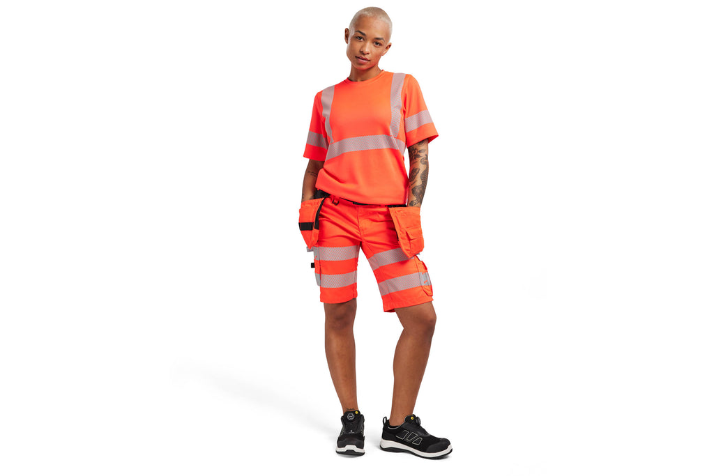Blaklader 7186 Hi-Vis Red Women's Shorts With Stretch