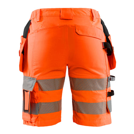 Blaklader 7186 Womens Hi Vis Shorts With Stretch Hi Vis Orange Navy Blue Back