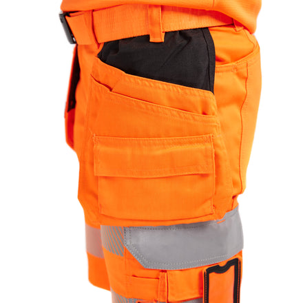 Blaklader 7186 Womens Hi Vis Shorts With Stretch Hi Vis Orange Navy Blue Feature 2