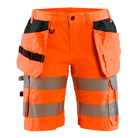 Blaklader 7186 Womens Hi Vis Shorts With Stretch Hi Vis Orange Navy Blue Main
