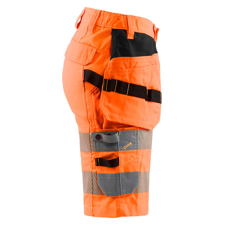 Blaklader 7186 Womens Hi Vis Shorts With Stretch Hi Vis Orange Navy Blue Right