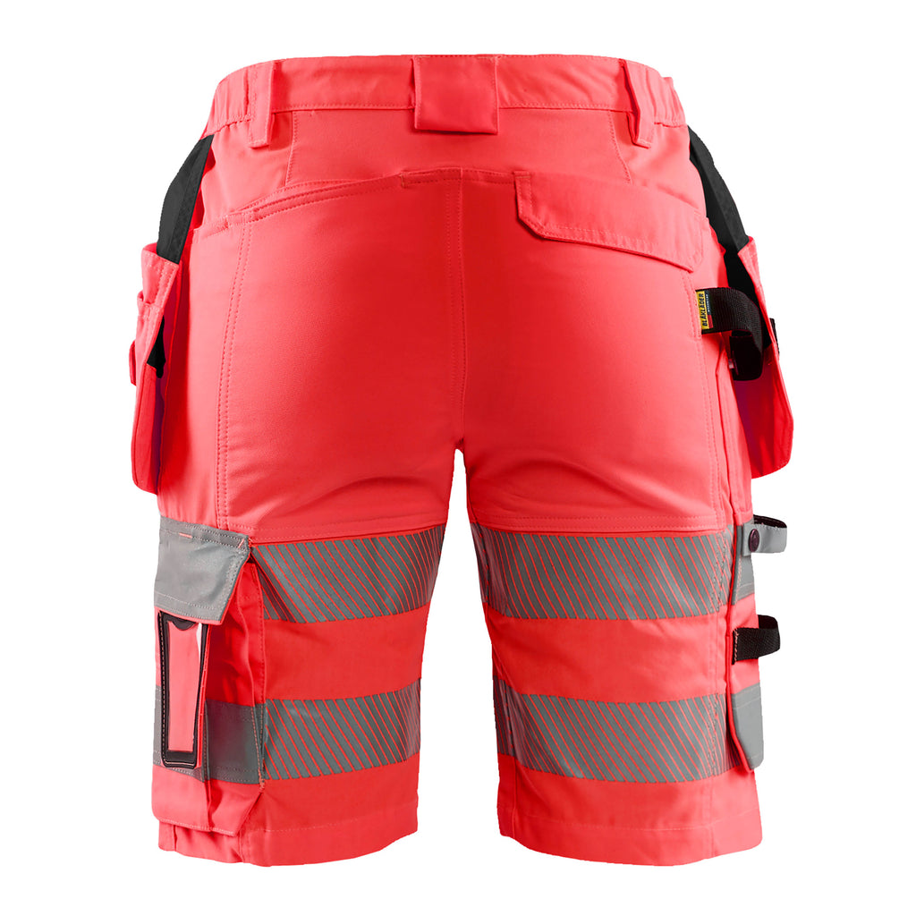 Blaklader 7186 Womens Hi Vis Shorts With Stretch Hi Vis Red Back