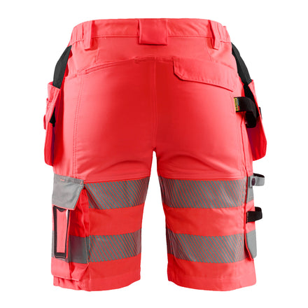Blaklader 7186 Womens Hi Vis Shorts With Stretch Hi Vis Red Back