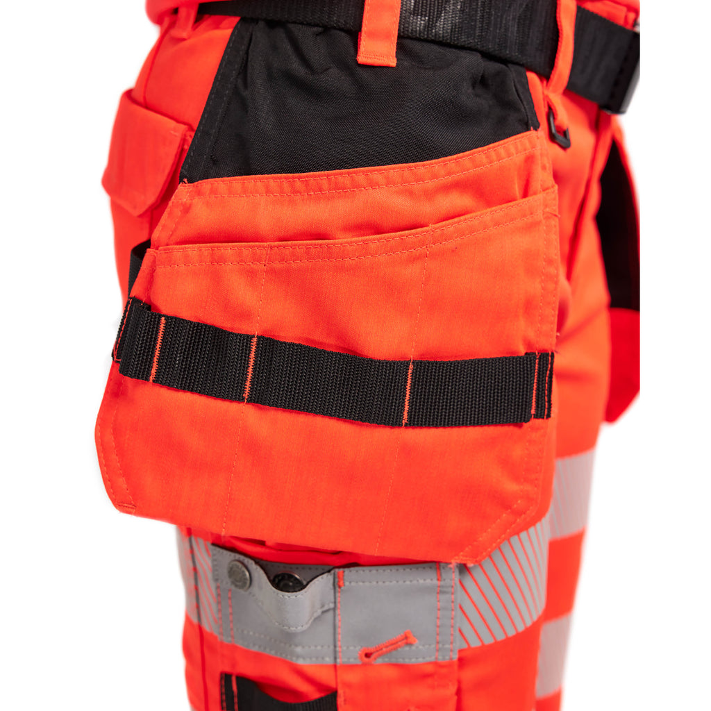 Blaklader 7186 Womens Hi Vis Shorts With Stretch Hi Vis Red Feature 1