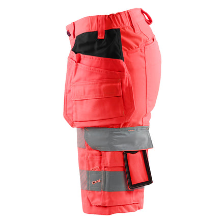 Blaklader 7186 Womens Hi Vis Shorts With Stretch Hi Vis Red Left
