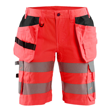Blaklader 7186 Womens Hi Vis Shorts With Stretch Hi Vis Red Main