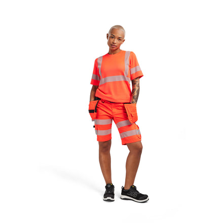 Blaklader 7186 Womens Hi Vis Shorts With Stretch Hi Vis Red Model