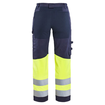 Blaklader 7187 Womens Multinorm Inherent Trousers With Stretch Navy Blue Hi Vis Yellow Back