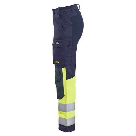 Blaklader 7187 Womens Multinorm Inherent Trousers With Stretch Navy Blue Hi Vis Yellow Left
