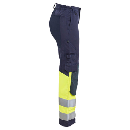 Blaklader 7187 Womens Multinorm Inherent Trousers With Stretch Navy Blue Hi Vis Yellow Right
