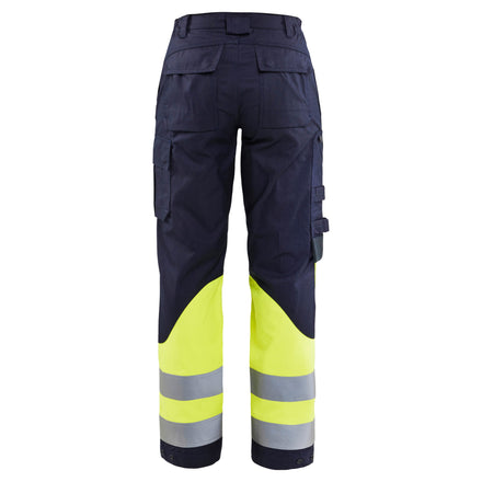Blaklader 7188 Womens Multinorm Inherent Trousers Navy Blue Hi Vis Yellow Back