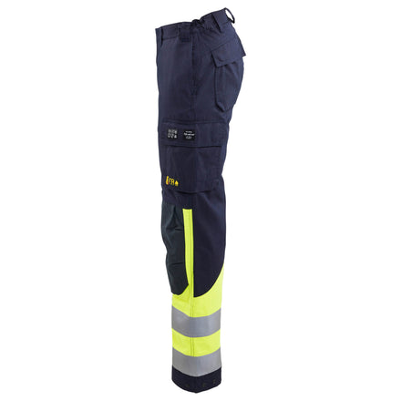 Blaklader 7188 Womens Multinorm Inherent Trousers Navy Blue Hi Vis Yellow Left