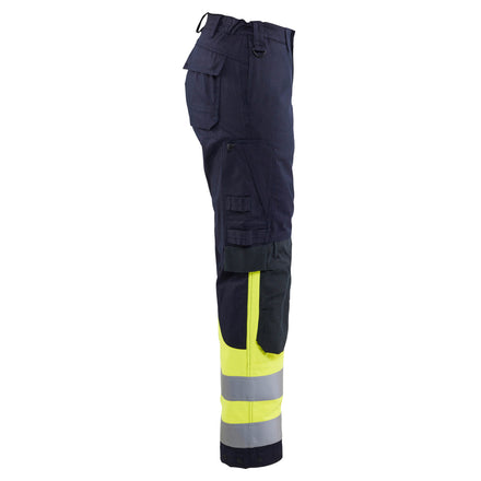 Blaklader 7188 Womens Multinorm Inherent Trousers Navy Blue Hi Vis Yellow Right