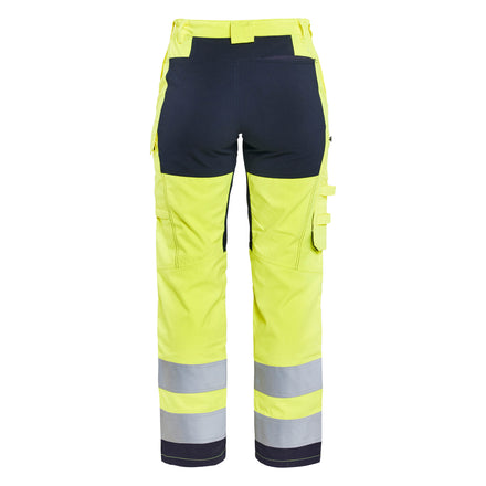 Blaklader 7191 Womens Multinorm Inherent Trousers With Stretch Hi Vis Yellow Navy Blue Back