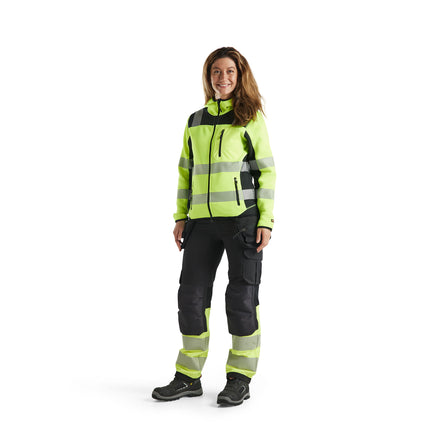 Blaklader 7193 Womens Hi Vis Trouser With 4 Way Stretch Black Hi Vis Yellow Model