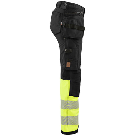 Blaklader 7193 Womens Hi Vis Trouser With 4 Way Stretch Black Hi Vis Yellow Right